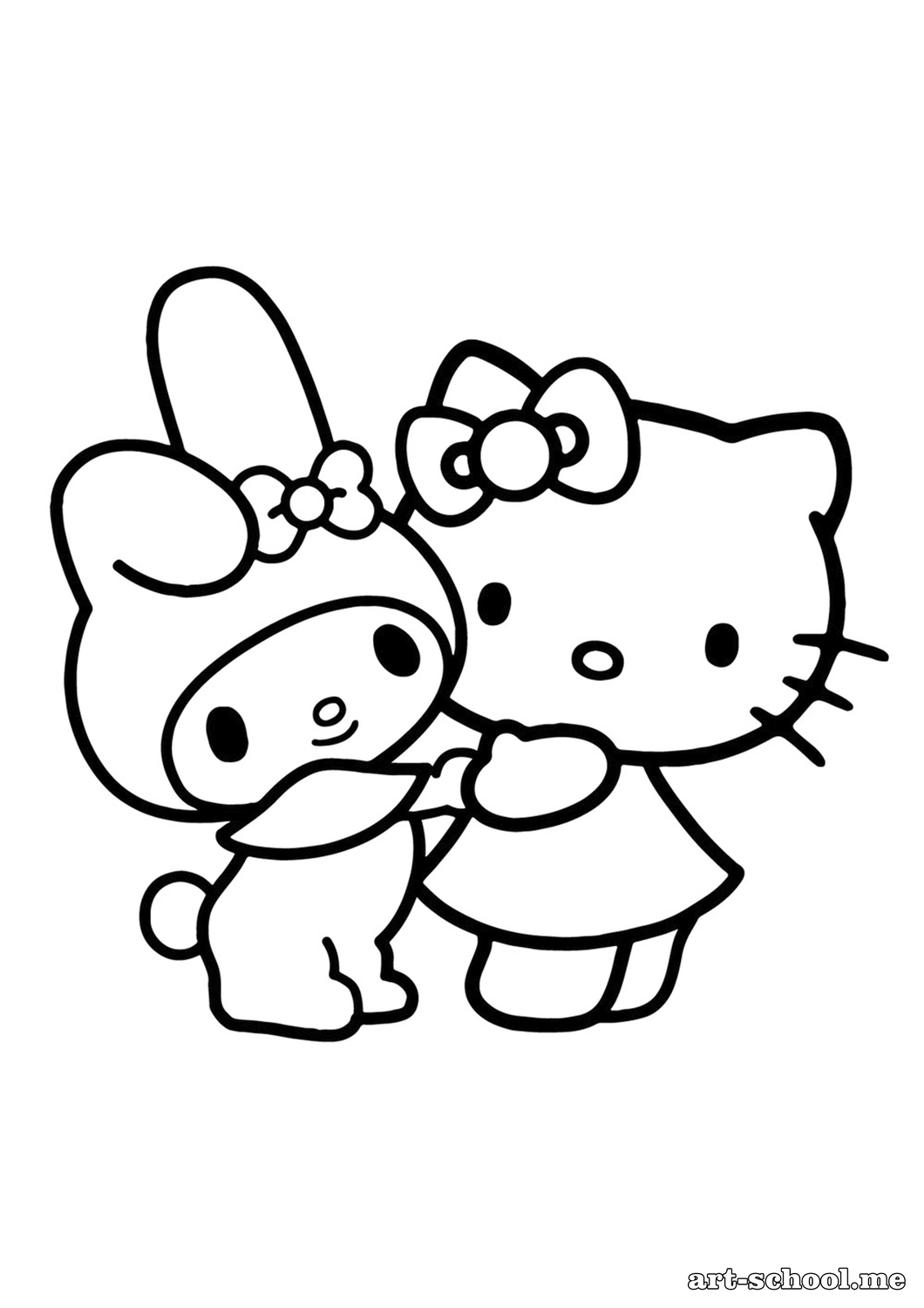 Kolorowanka Hello Kitty i My Melody