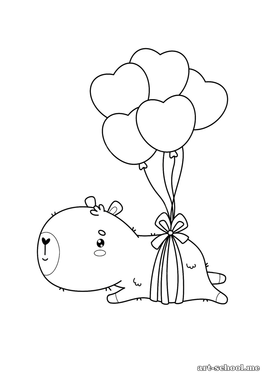 Kolorowanka: Kapibara z balonami