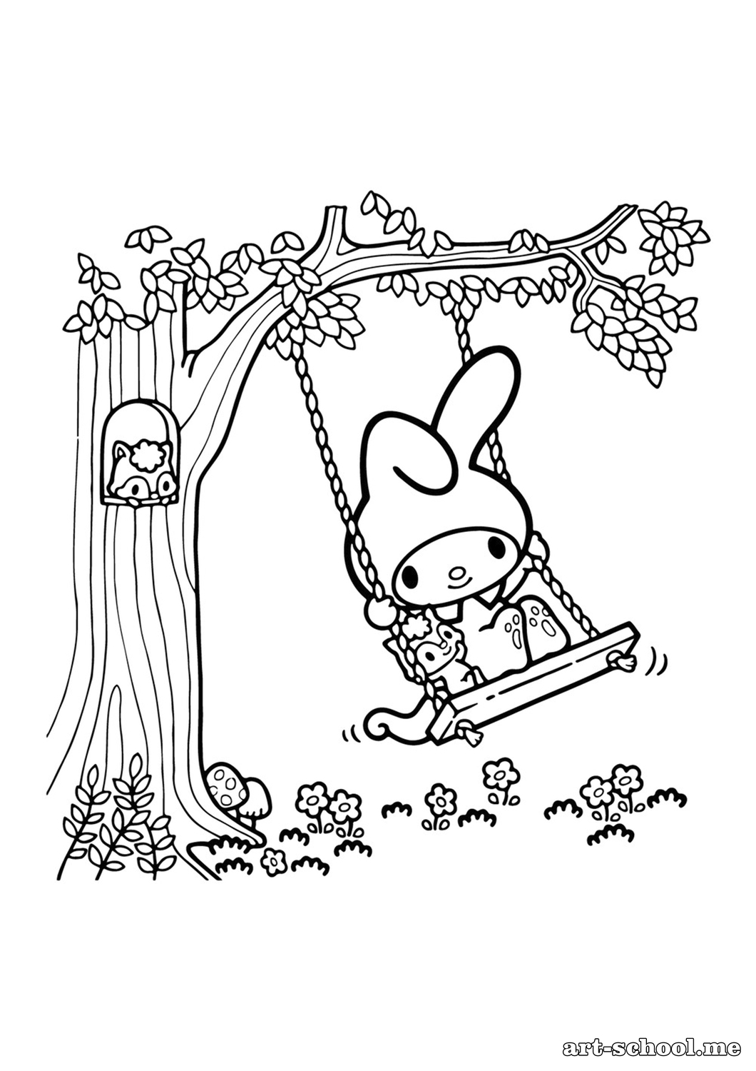 Kolorowanka My Melody na huśtawce
