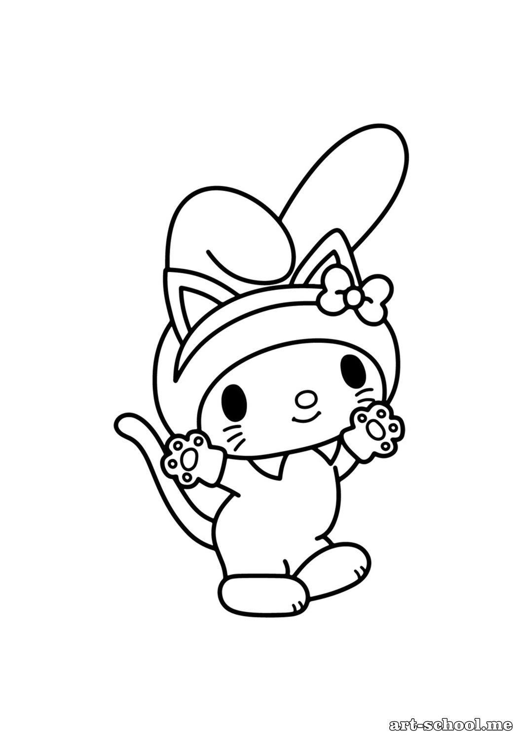 Kolorowanka: My Melody w kostiumie kotka
