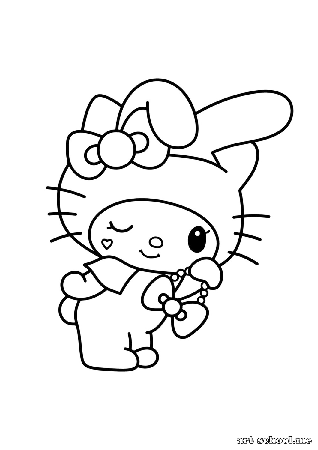 Kolorowanka My Melody z piękną kokardą