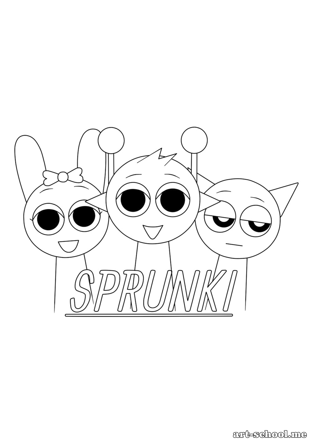 Kolorowanka: Sprunki Pinky, Simon i Grey